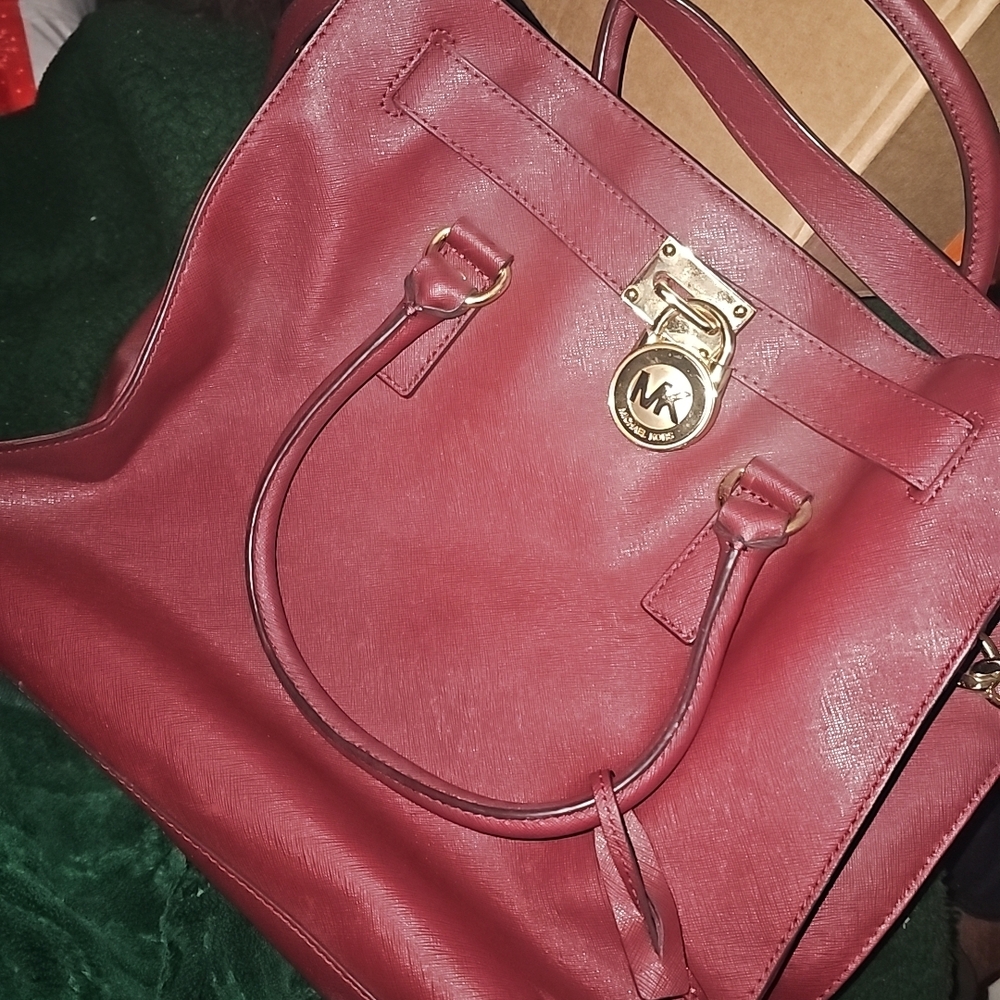 Michael Kors Red Satchel with Gold Hardware